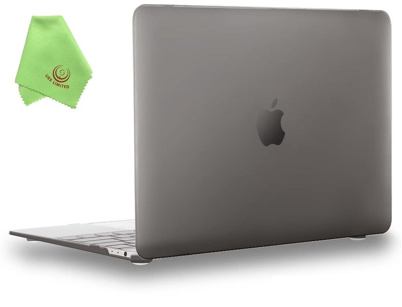 UESWILL Smooth Soft Touch Matte Hard Shell Case Cover Compatible with MacBook 12 inch with Retina Display (Model: A1534) + Microfibre Cleaning Cloth, Gray - Image 1